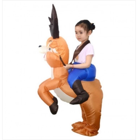 Kids Inflatable Reindeer Riding Costume - Picture 3 of 5